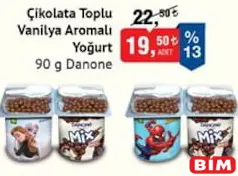 DANONE ÇİKOLATA TOPLU VANİLYA AROMALI YOĞURT 90 G fiyat ve kampanya bilgisi